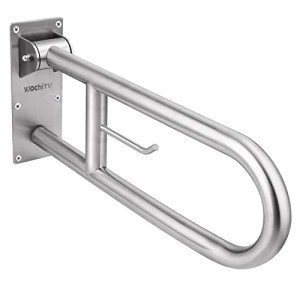 Stainless Toilet Safety Rails with Flip-Up Grab Bar