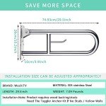 Stainless Toilet Safety Rails with Flip-Up Grab Bar