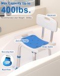 HOMLAND Shower Chair for Inside Shower with Removable Back, FSA/HSA Eligible 400 lbs Heavy Duty Bath Chair for Bathtub, Safety Bath Seat Bath Stool for Seniors and Disabled