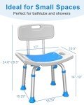 HOMLAND Shower Chair for Inside Shower with Removable Back, FSA/HSA Eligible 400 lbs Heavy Duty Bath Chair for Bathtub, Safety Bath Seat Bath Stool for Seniors and Disabled