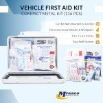 Portable Metal Vehicle First Aid Kit - 115 Pcs