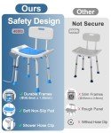 HOMLAND Shower Chair for Inside Shower with Removable Back, FSA/HSA Eligible 400 lbs Heavy Duty Bath Chair for Bathtub, Safety Bath Seat Bath Stool for Seniors and Disabled