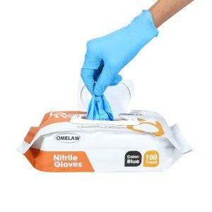 OMELAW L Blue Nitrile Gloves, 100 Pack
