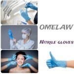OMELAW L Blue Nitrile Gloves, 100 Pack
