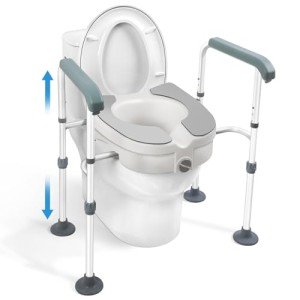 Adjustable Raised Toilet Seat with Handles, 5-Inch