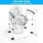 Adjustable Raised Toilet Seat with Handles, 5-Inch