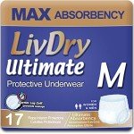 LivDry High Absorbency Incontinence Underwear, Medium, 17-Pack