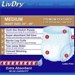 LivDry High Absorbency Incontinence Underwear, Medium, 17-Pack