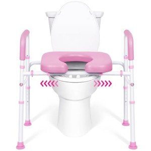 Adjustable Raised Toilet Seat with Handles for Comfort