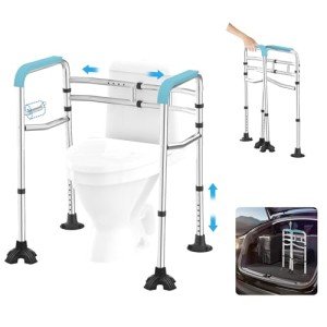Toilet Safety Rails with Non-Slip Handles & Paper Holder