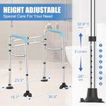 Toilet Safety Rails with Non-Slip Handles & Paper Holder