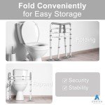 Agrish Toilet Safety Rails - FSA/HSA Eligible Adjustable Width & Height Fit Any Toilet, Stand Alone Medical Toilet Frame for Elderly Handicap Disabled, Folding Handrails
