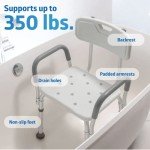Medline Shower Chair with Padded Armrests, 350 lb Capacity