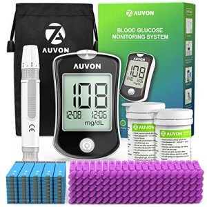 AUVON Blood Glucose Monitor Kit with Strips & Lancets