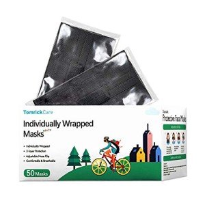 50 Pack Black Disposable Face Masks for Adults