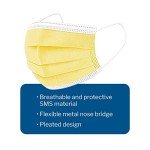McKesson Medical Face Masks, Level 1 - Pleated with Ear Loops, Non-Sterile, Yellow - One Size Fits Most Adults, 7 in x 3.75 in, 50 Count, 1 Pack