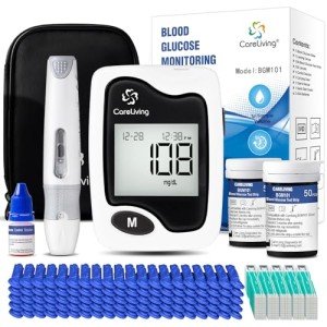 CareLiving Blood Sugar Monitor Kit with Test Strips