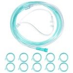 10 Pack High-Flow Ultra Soft Nasal Oxygen Cannula, Green Crush Resistant Tubing with Standard Connection 6.6 Feet