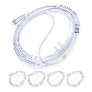 Mend You Medical Adult Flared Tip - Nasal Oxygen Cannula, 7 Foot Tubing, Latex Free, Universal Connector, Soft Kink Resistant Clear Air Tubing, Oxygen Cannula for Adults (Pack of 5)