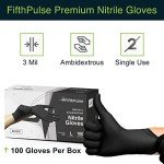 FifthPulse Black Nitrile Medical Gloves, Medium, 100 Count