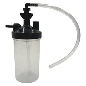 ResOne 6pk Oxygen Humidifier Bottle, 350ml w/Pressure Relief Valve & 12" Adapter Tubing - Oxygen Concentrator Humidifier Bottle for Therapy - Portable, Medical Grade for Clinic or Home Use - Plastic
