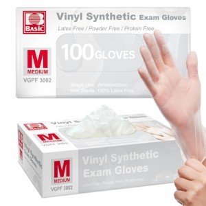 Clear Vinyl Exam Gloves, Powder-Free, 100 Pack