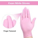 SwiftGrip Pink Disposable Gloves, 3-mil, Medical exam Gloves Disposable Latex Free, Gloves for Cleaning & Esthetician, Pink Rubber Gloves, Pink Cleaning Gloves, Powder-Free, 100-ct Box (Small)