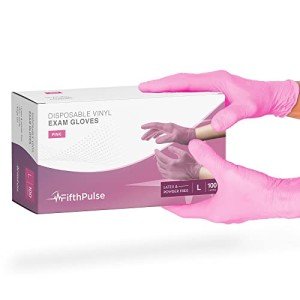 Large Pink Vinyl Disposable Gloves - 100 Pack