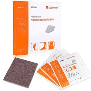 Silver Calcium Alginate Wound Dressings, 4"x5", 5 Packs