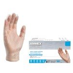 AMMEX VPF Clear Vinyl Exam Gloves, Box of 100