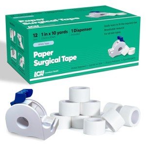 12 Rolls Soft Medical Tape with Dispenser