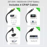 EASYLONGER CPAP Battery Backup ES960, 297.6Wh LiFePO4 CPAP Battery for ResMed S9, AirSense 10, AirSense 11, AirCurve 10, AirMini, Philips DreamStation, Emergency CPAP Power Supply for Camping Outdoors