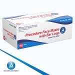 Dynarex Procedure Masks - Triple-Pleated Face Masks with Ear Loops & Nose Strip - Disposable Medical Mask, Face Protection for Hospital - 50 per Box– Blue