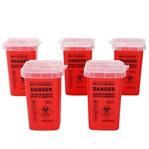 DOWEI Sharps Disposal Container,5 Pack Biohazard Needle Disposal Container 1 Quart Size for Supplies Accessories