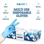 Hand-E Disposable Blue Nitrile Gloves Medium - 100 Count - Kitchen Gloves - Powder Free, Latex Free Medical Exam Gloves with Textured Grip Fingertips - Cleaning, Salon, Painting