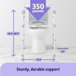 Medline 3-in-1 Steel Bedside Commode, Elongated Seat, Sturdy Folding Frame, 7.5 QT. Bucket, 350 lb. Weight Capacity, Clip-on Seat, Easy Cleaning, Tool-Free Assembly, Gray