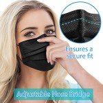 Black Disposable Face Masks, 100 Pack - 3 Ply