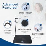Mask and Tube Hanger Mat for CPAP - Supplies for CPAP for Bedside Organization with Clean Mask Dust Cover - CPAP Hose Holder for Nightstand (Black 2.0)