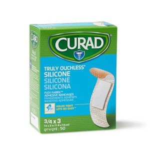 CURAD Ouchless Silicone Adhesive Bandages, 50 Count