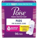 Poise Maximum Absorbency Postpartum Pads, 96 Count