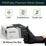 Disposable Black Nitrile Gloves, Medium, 50 Count