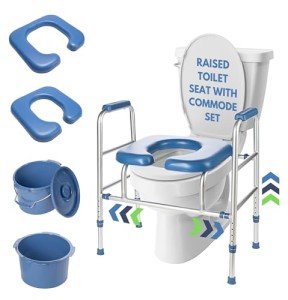 Elevated Toilet Seat with Handles for Seniors