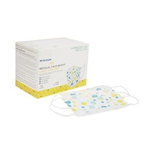 McKesson Kids' Face Masks, Blue & Yellow Polka Dots