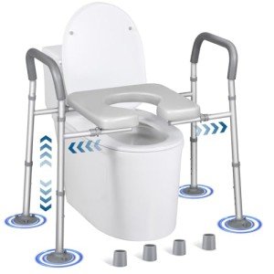 Adjustable Raised Toilet Seat with Handles - 500lbs Capacity