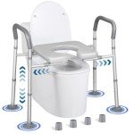 Adjustable Raised Toilet Seat with Handles - 500lbs Capacity