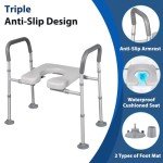 Adjustable Raised Toilet Seat with Handles - 500lbs Capacity