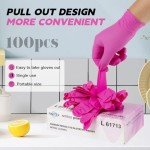 Pink Nitrile Disposable Latex-Free Gloves - 100 Count