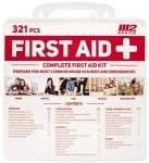 M2 BASICS Complete 321 Piece Emergency First Aid Kit | Business & Home Medical Supplies | Wall Mountable Hard Case | Office, Car, Travel, School, Camping, Hunting, Sports