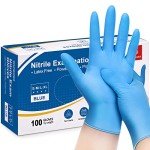 Schneider Nitrile Exam Gloves, 4 Mil, Blue, Large 100-ct Box, Disposable Latex/Powder-Free, Food Safe Rubber Medical/Cleaning Gloves for Cooking & Food Prep, Non-Sterile