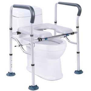 Adjustable Raised Toilet Seat with Handles for Seniors